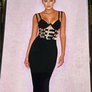 House Of London Elegant Black Evening Dress/midi